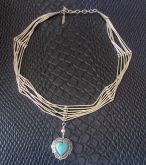 Colar + Pingente de Prata 925 Sterling e turquesa
